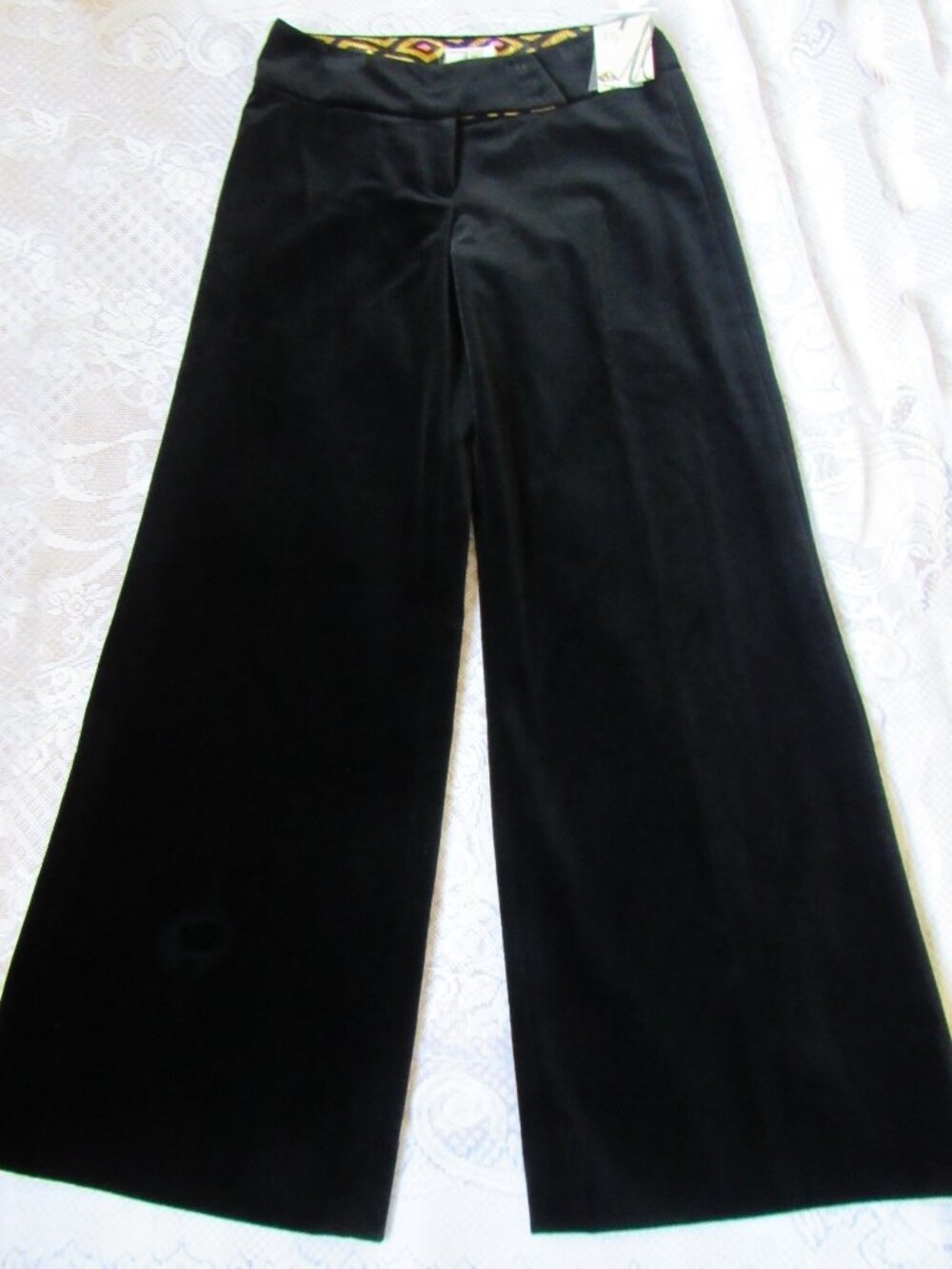 NWT Milly of NY  Wide Leg Black Trousers Sz 4 Retail $345, velour